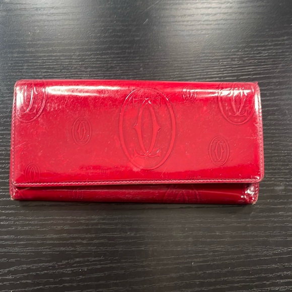 Handbags - Cartier Anniversary Wallet Oxblood Patent Leather